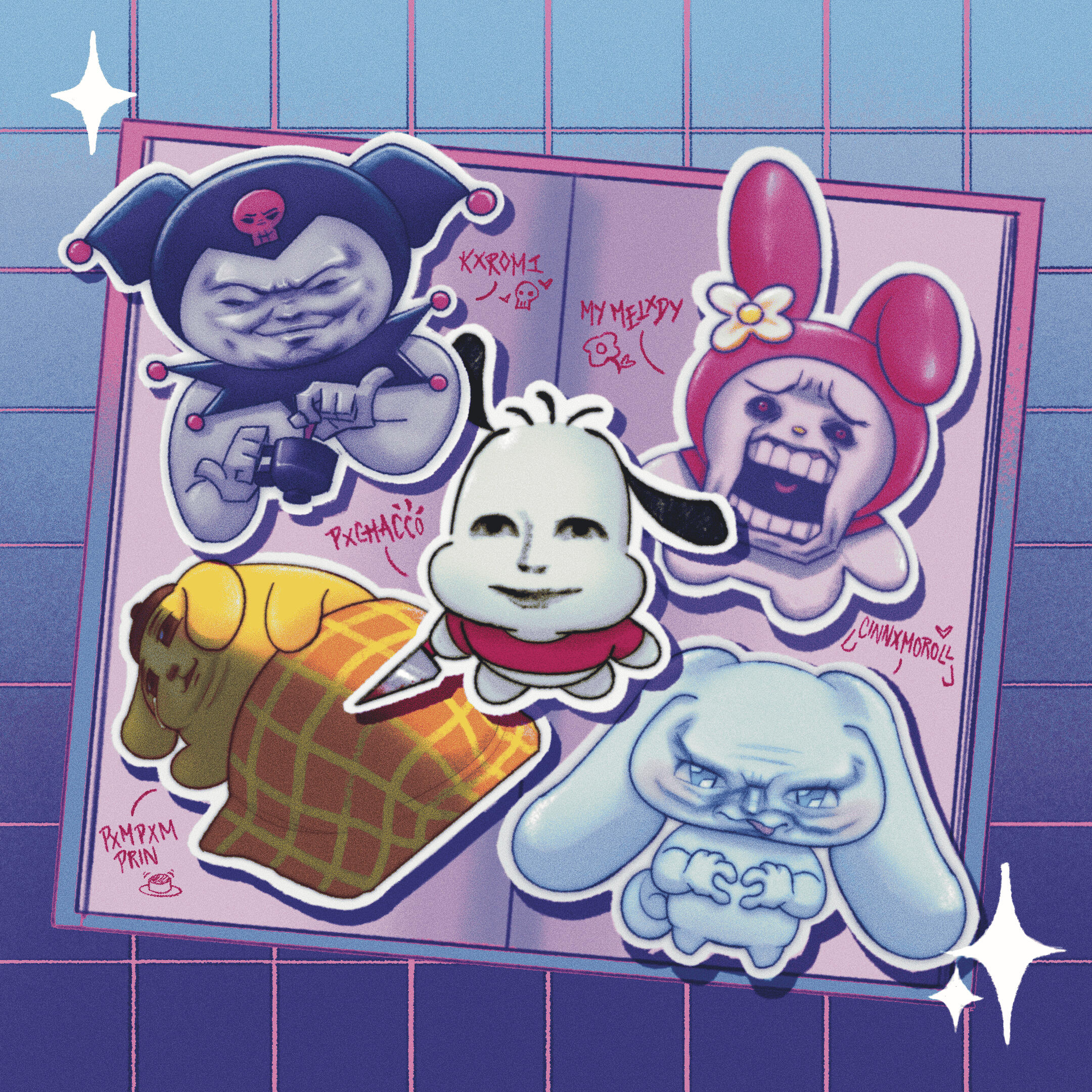 cursed sxnrio vinyl stickers