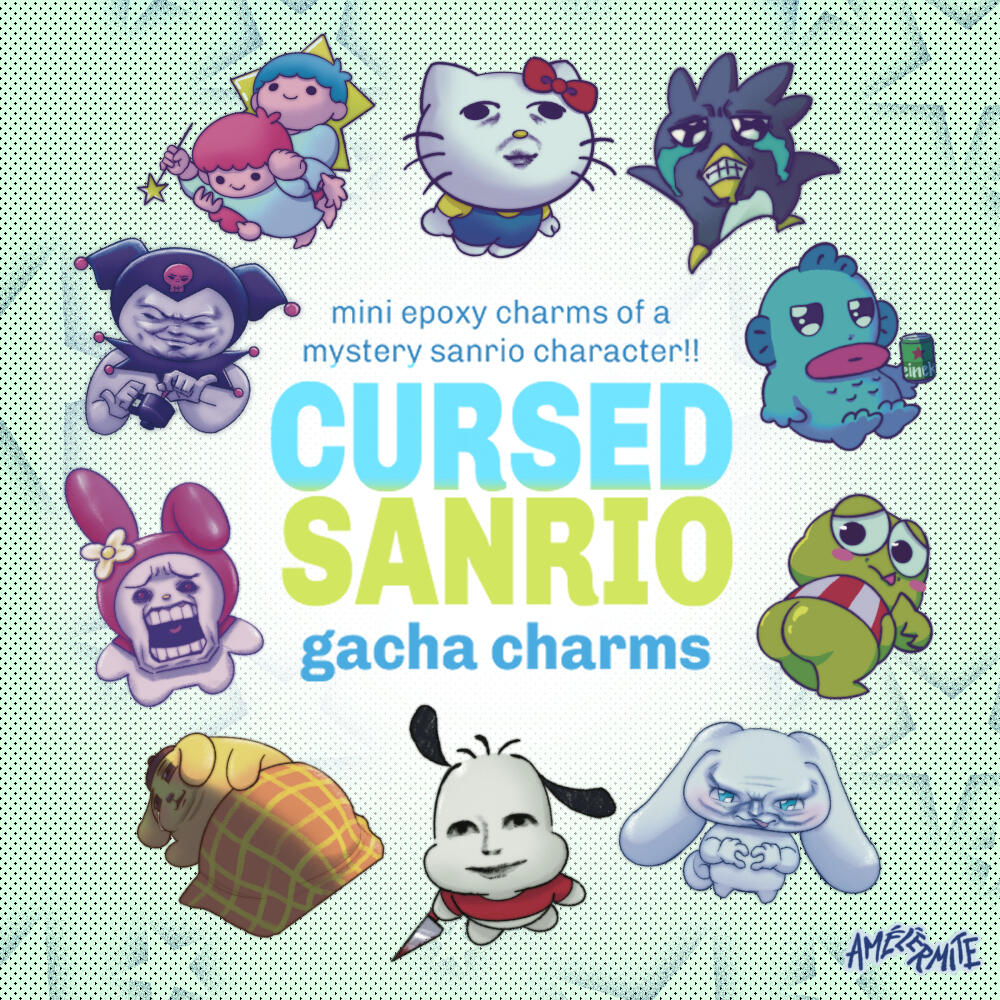 cursed sanrio gacha charms